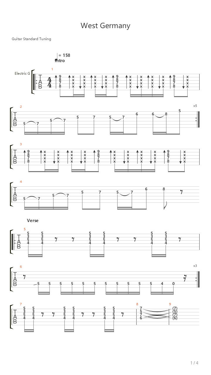 West Germany吉他谱