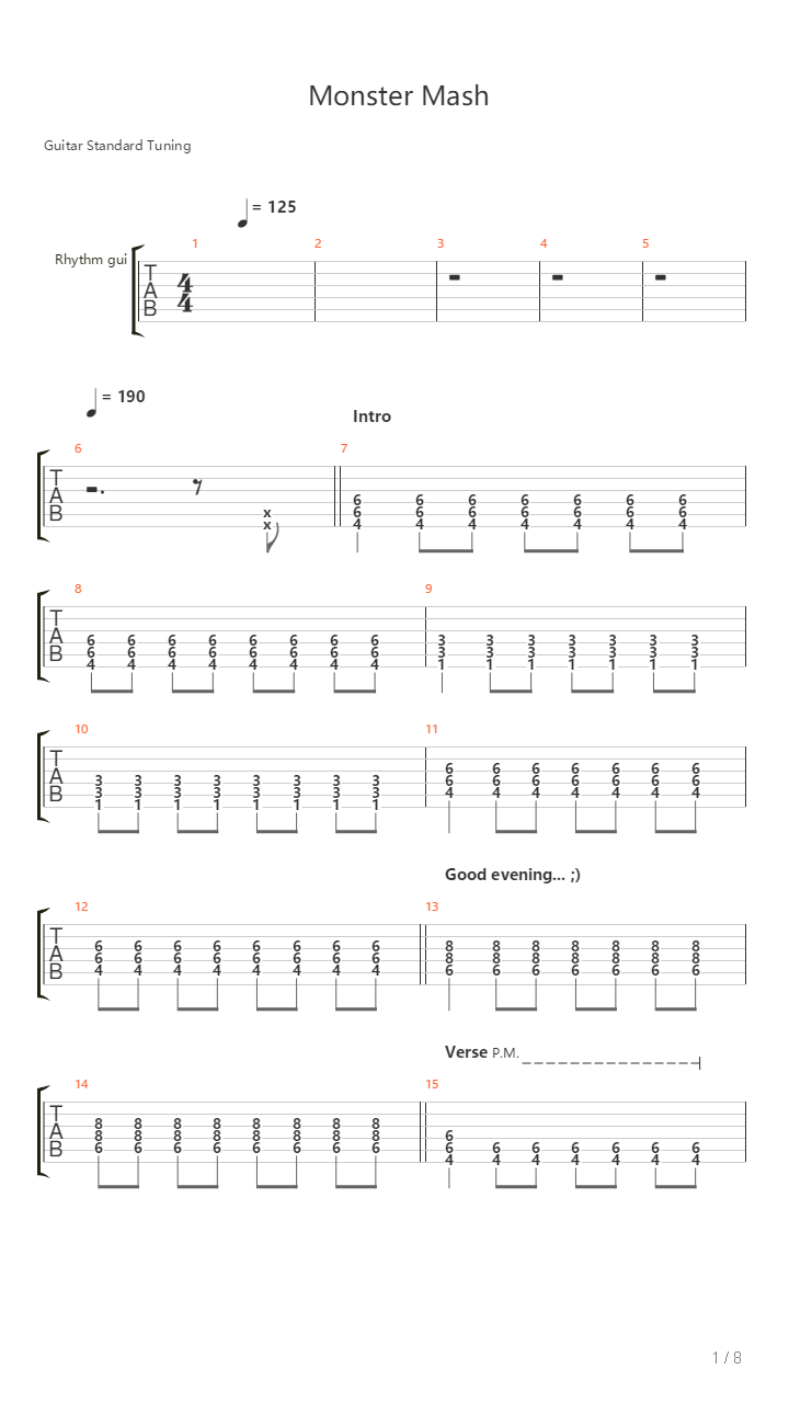 Monster Mash吉他谱