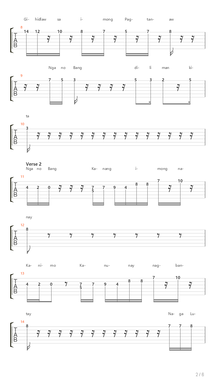 Ngano Ba吉他谱