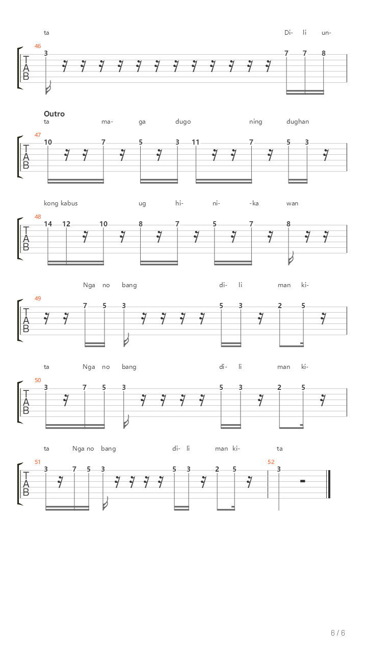 Ngano Ba吉他谱