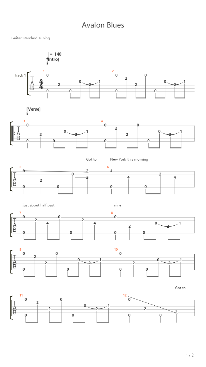 Avalon Blues吉他谱