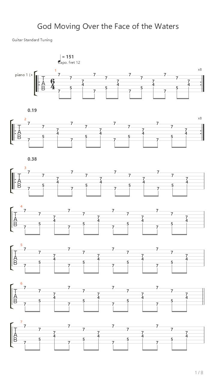 God Moving Over The Face Of The Waters吉他谱