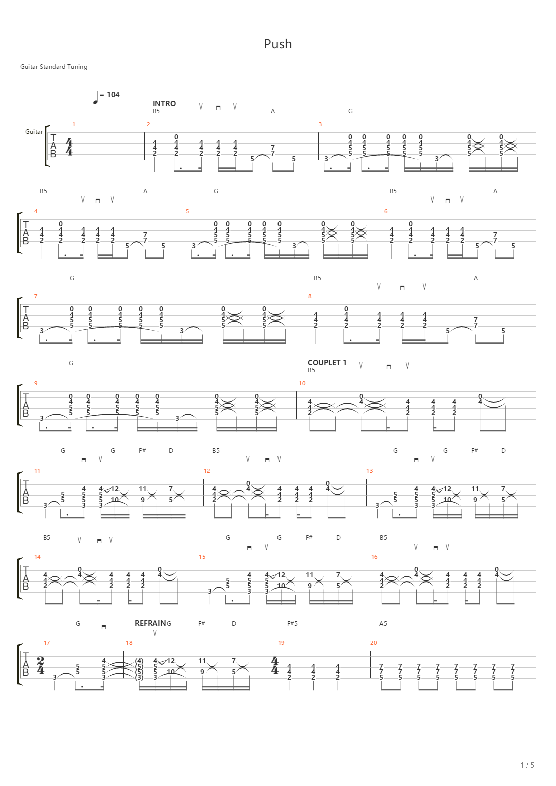 Push吉他谱