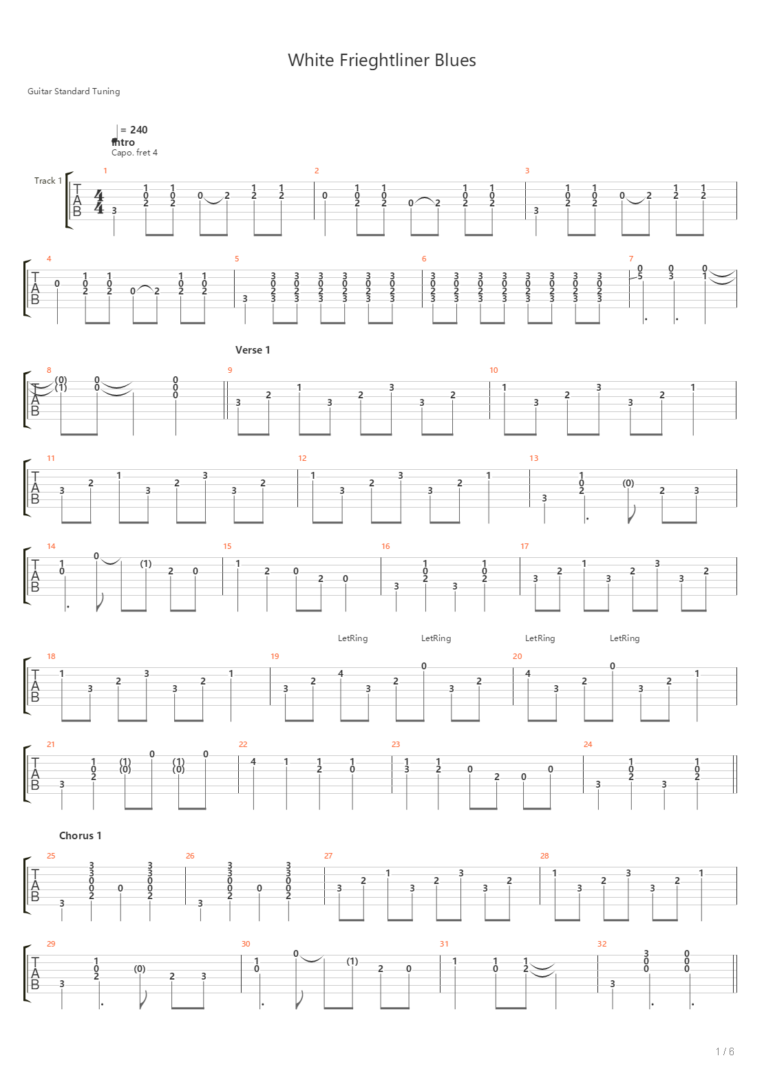 White Freightliner Blues吉他谱