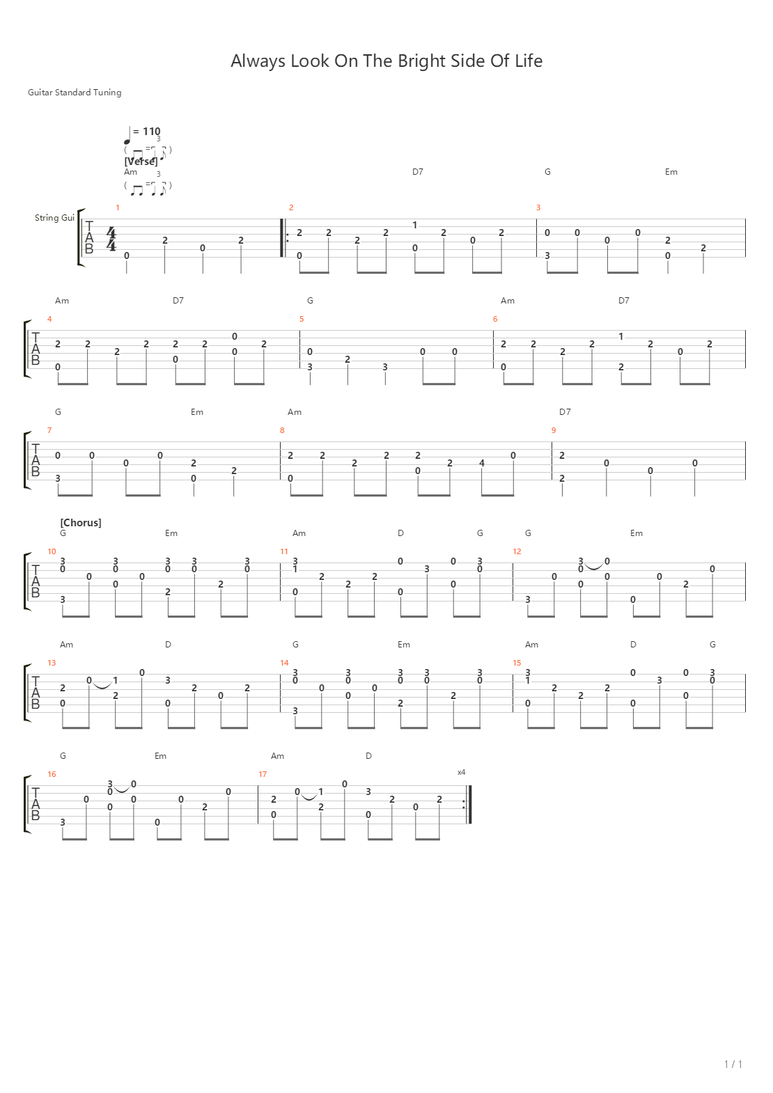Always Look On The Bright Side Of Life吉他谱