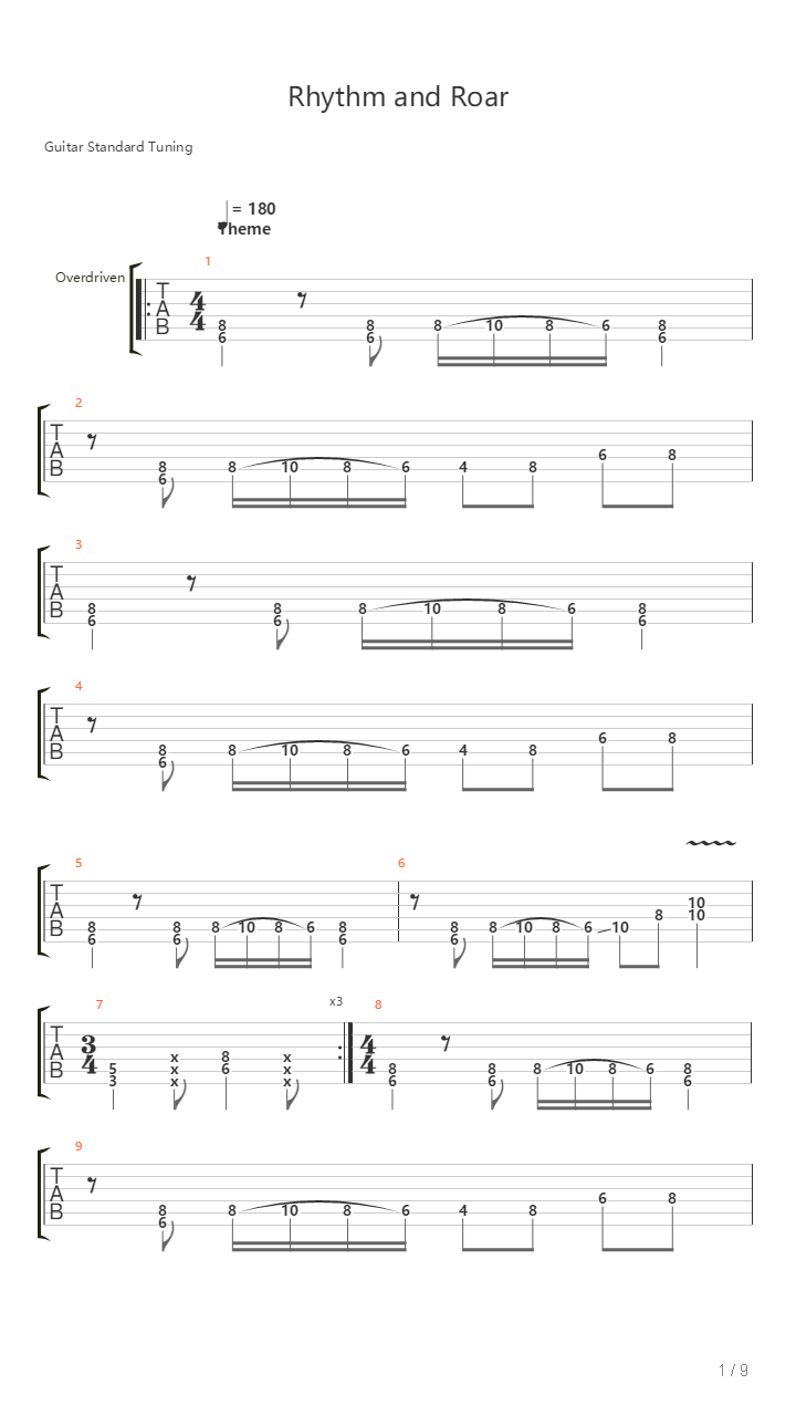 Rhythm And Roar吉他谱