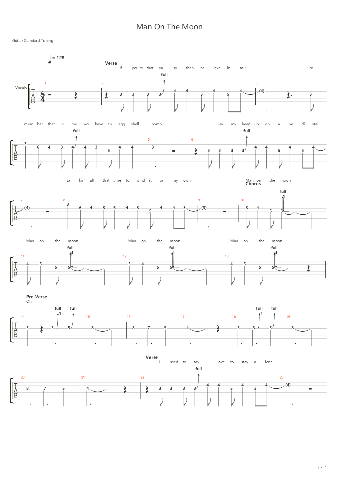 Man On The Moon吉他谱