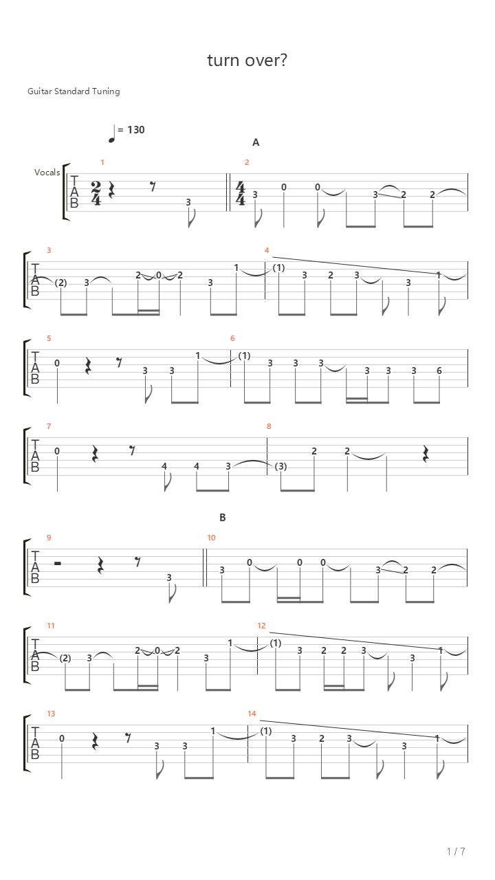 Turn Over吉他谱