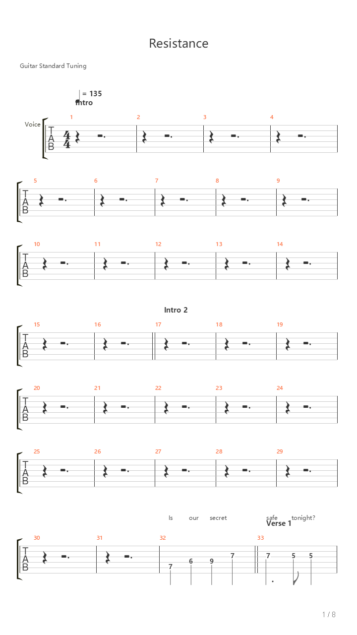 Resistance吉他谱