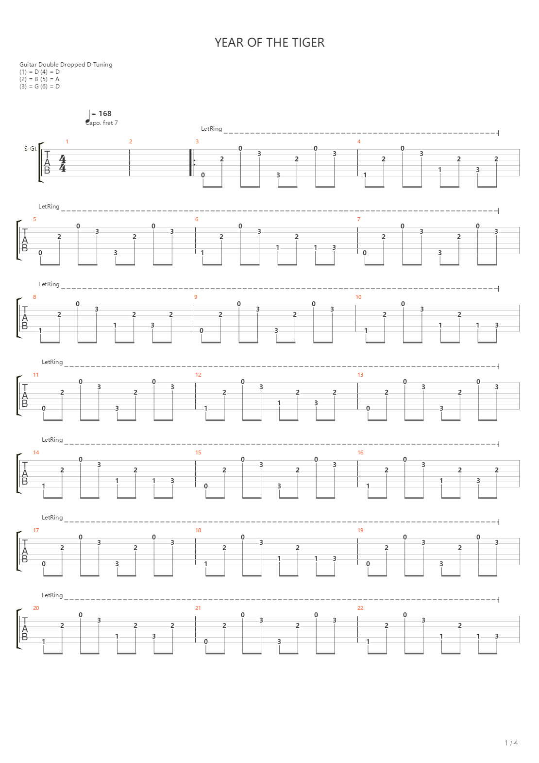 Year Of The Tiger吉他谱