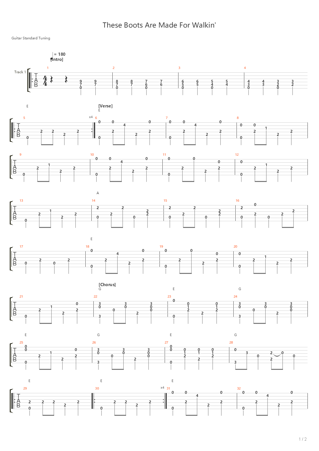 These Boots Are Made For Walkin吉他谱