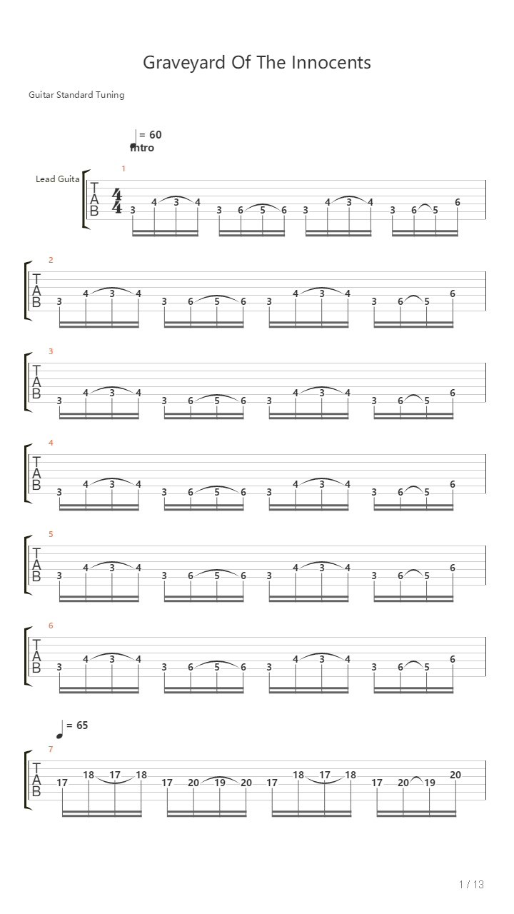Graveyard Of The Innocents吉他谱