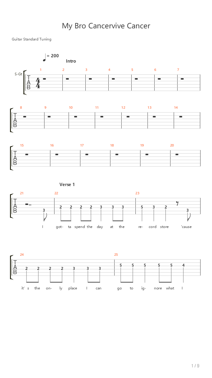 My Bro Cancervive Cancer吉他谱