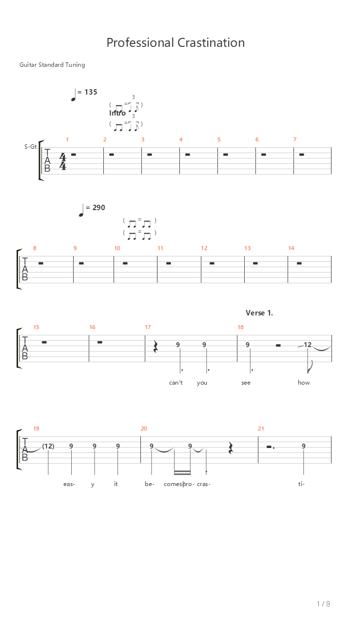 Professional Crastination吉他谱