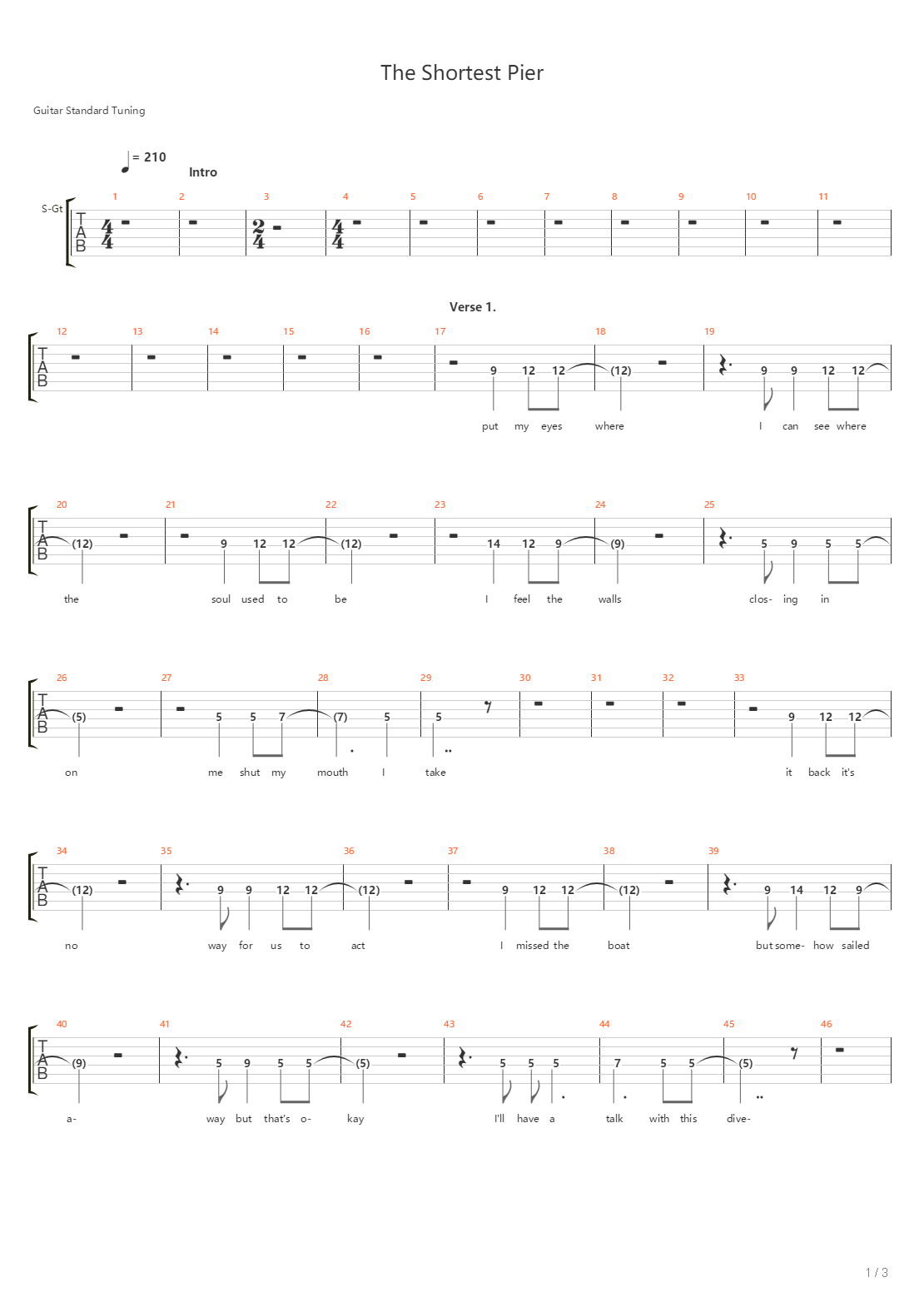 The Shortest Pier吉他谱