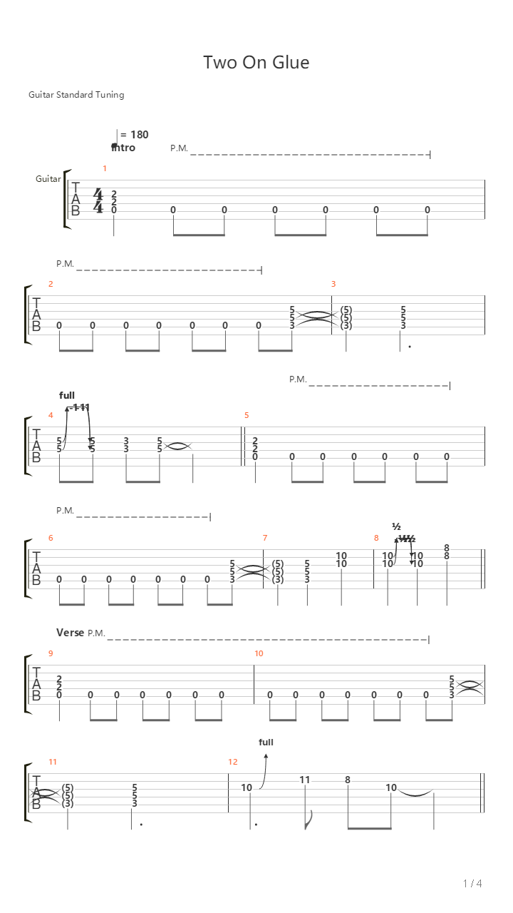 Two On Glue吉他谱