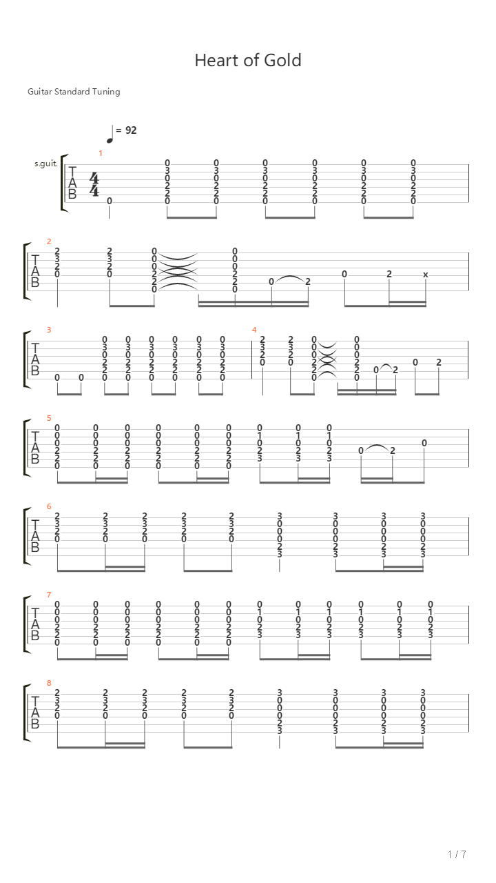Heart Of Gold吉他谱