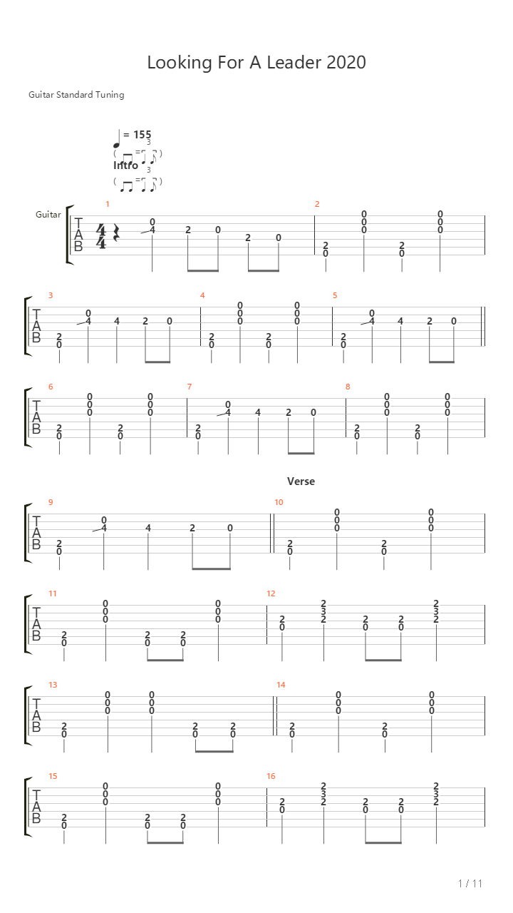 Looking For A Leader 2020吉他谱