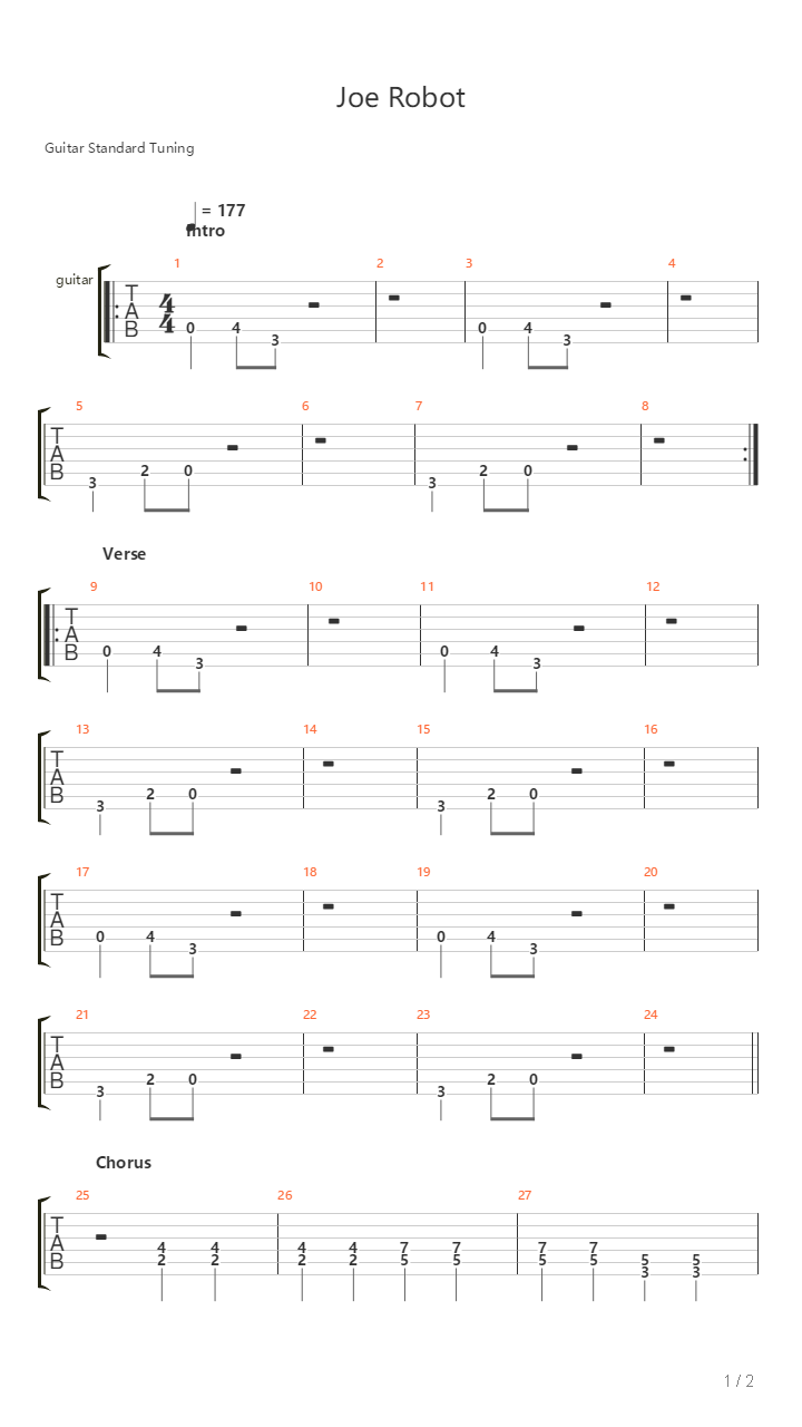Joe Robot吉他谱