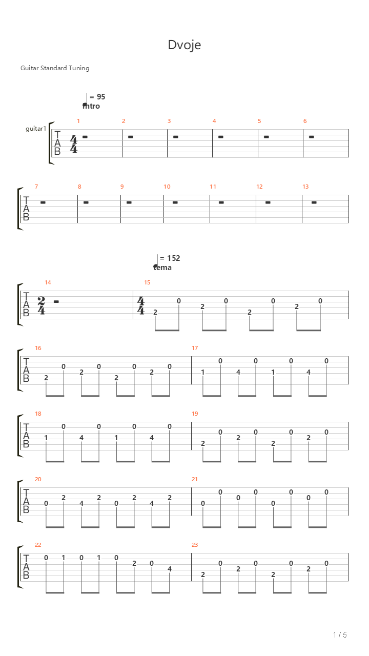 Dvoje吉他谱