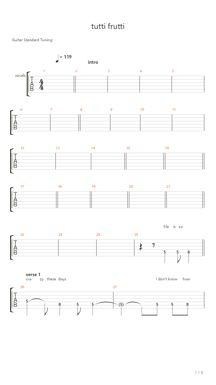 Tutti Frutti吉他谱