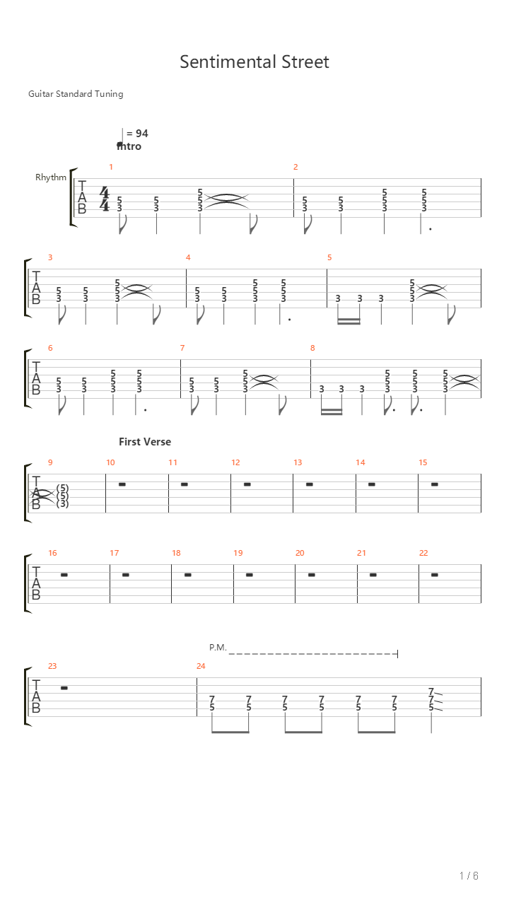 Sentimental Street吉他谱