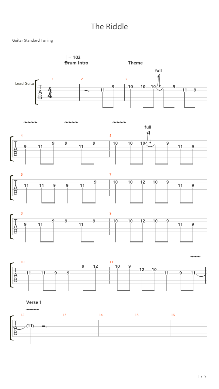 The Riddle吉他谱