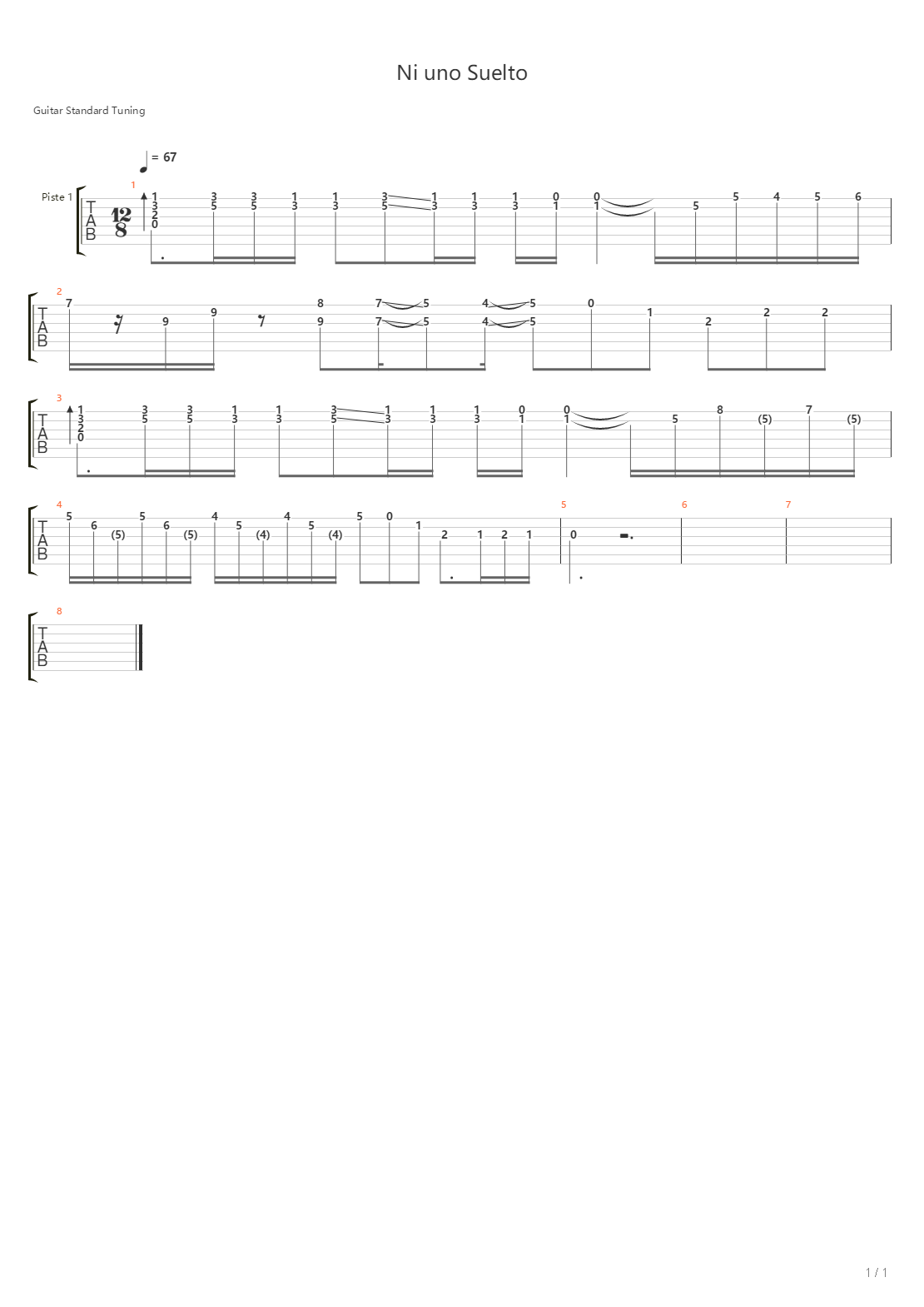Ni Uno Suelto吉他谱