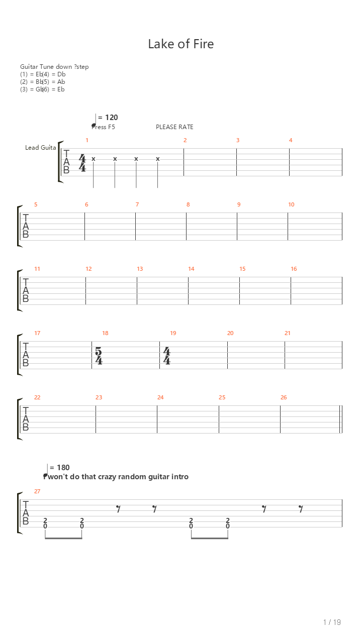 Lake Of Fire吉他谱