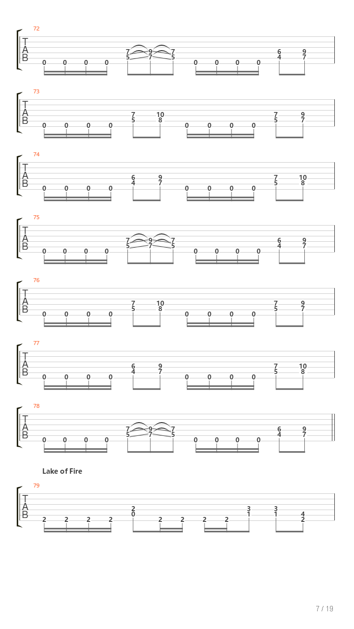 Lake Of Fire吉他谱