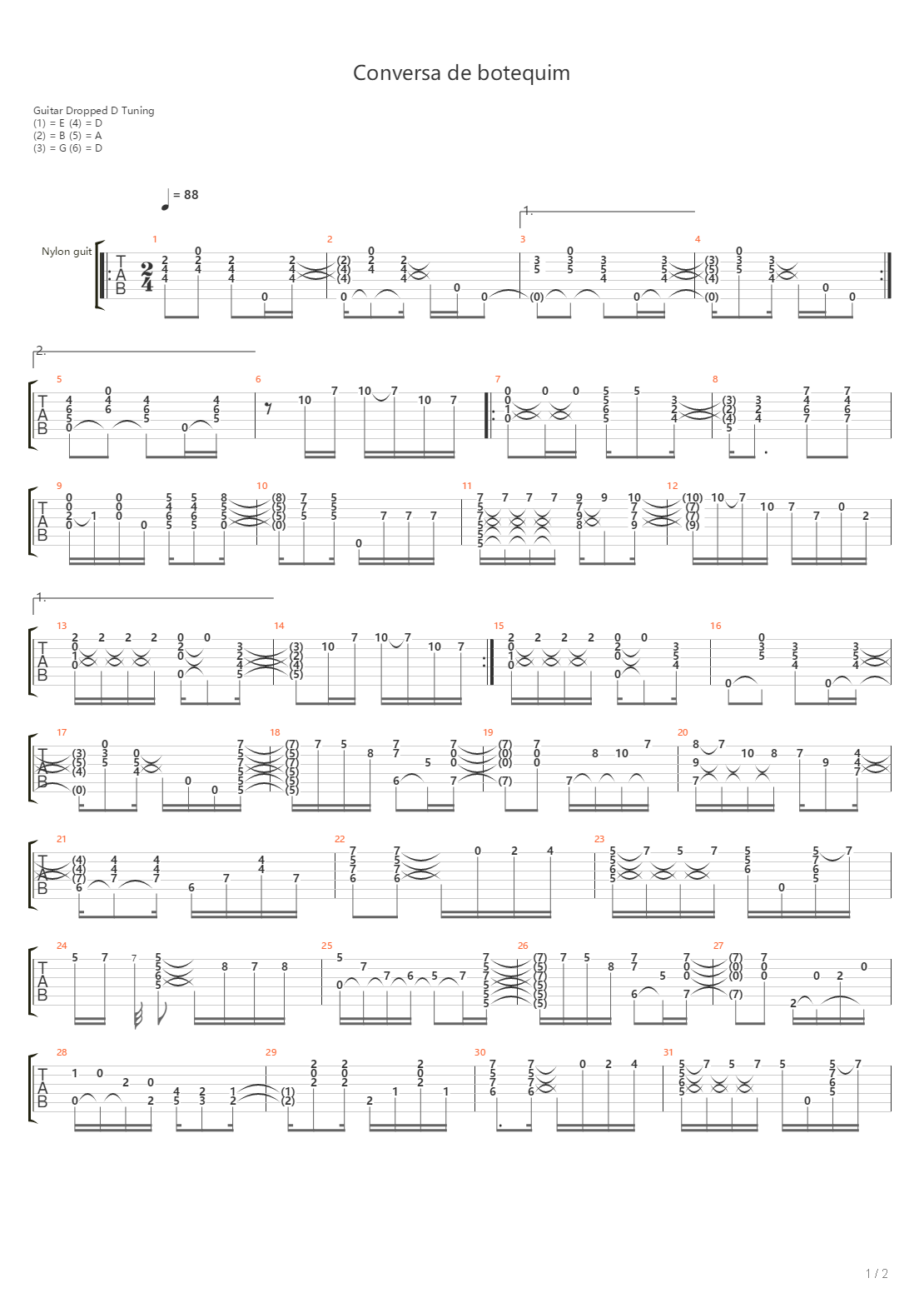Conversa De Botequim吉他谱