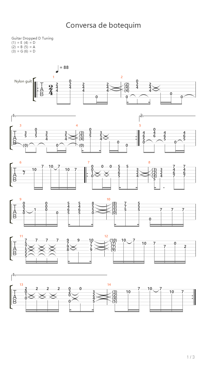 Conversa De Botequim吉他谱
