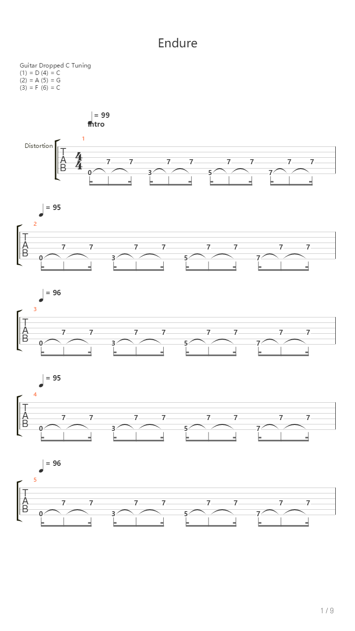 Endure吉他谱