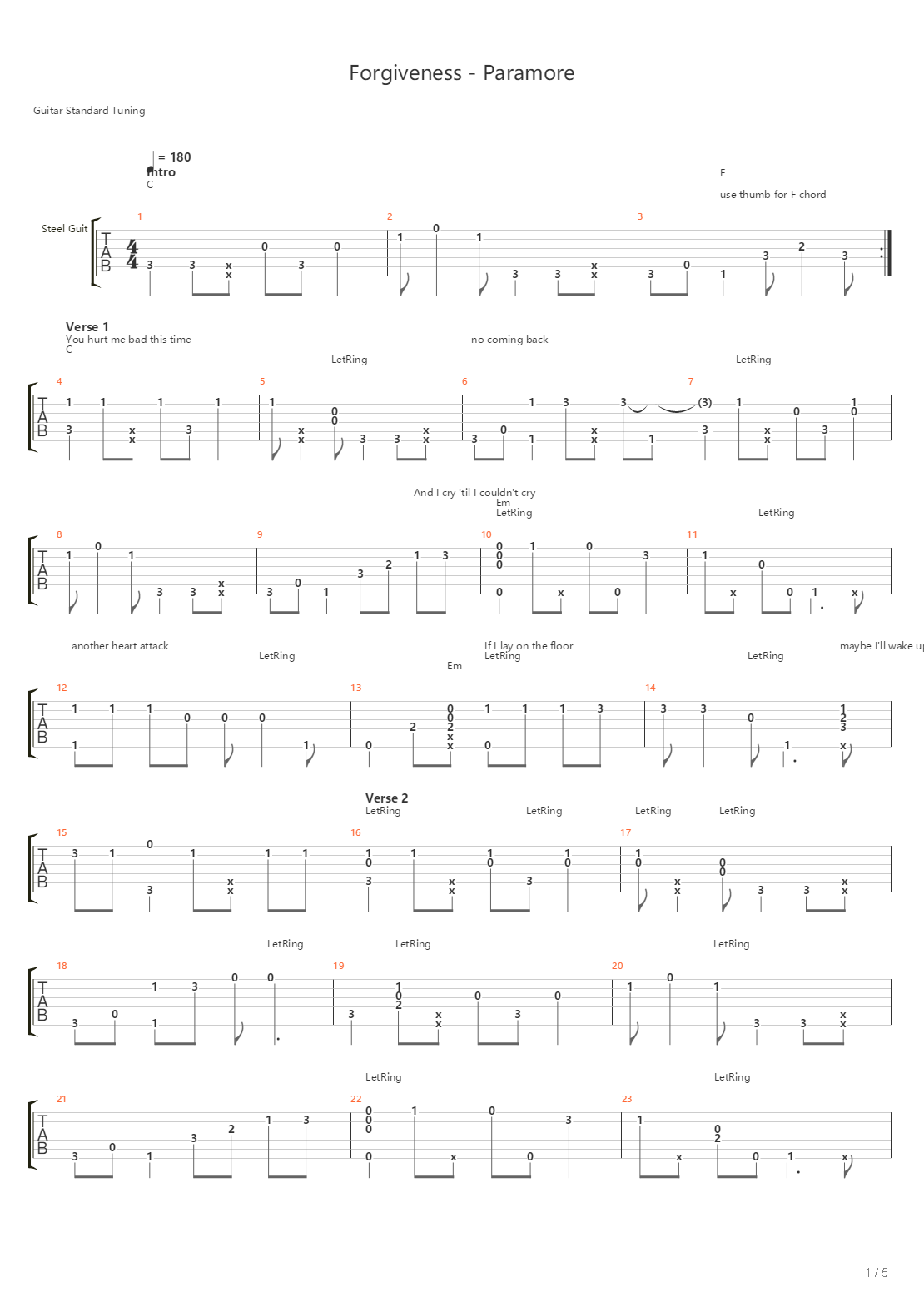 Forgiveness吉他谱
