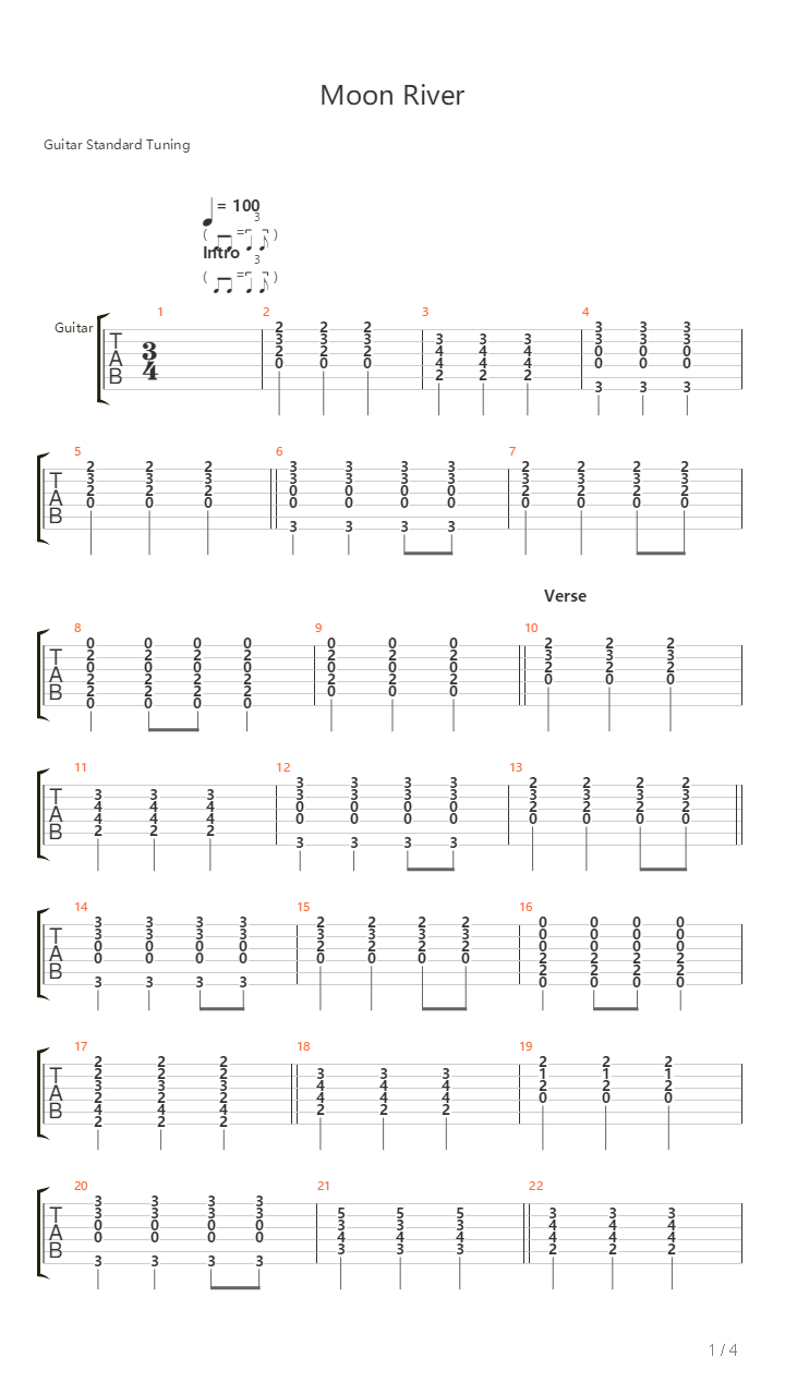 Moon River吉他谱