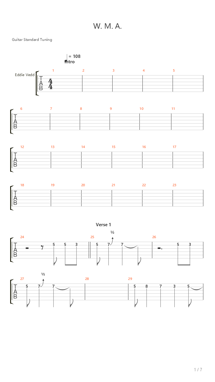 W M A吉他谱