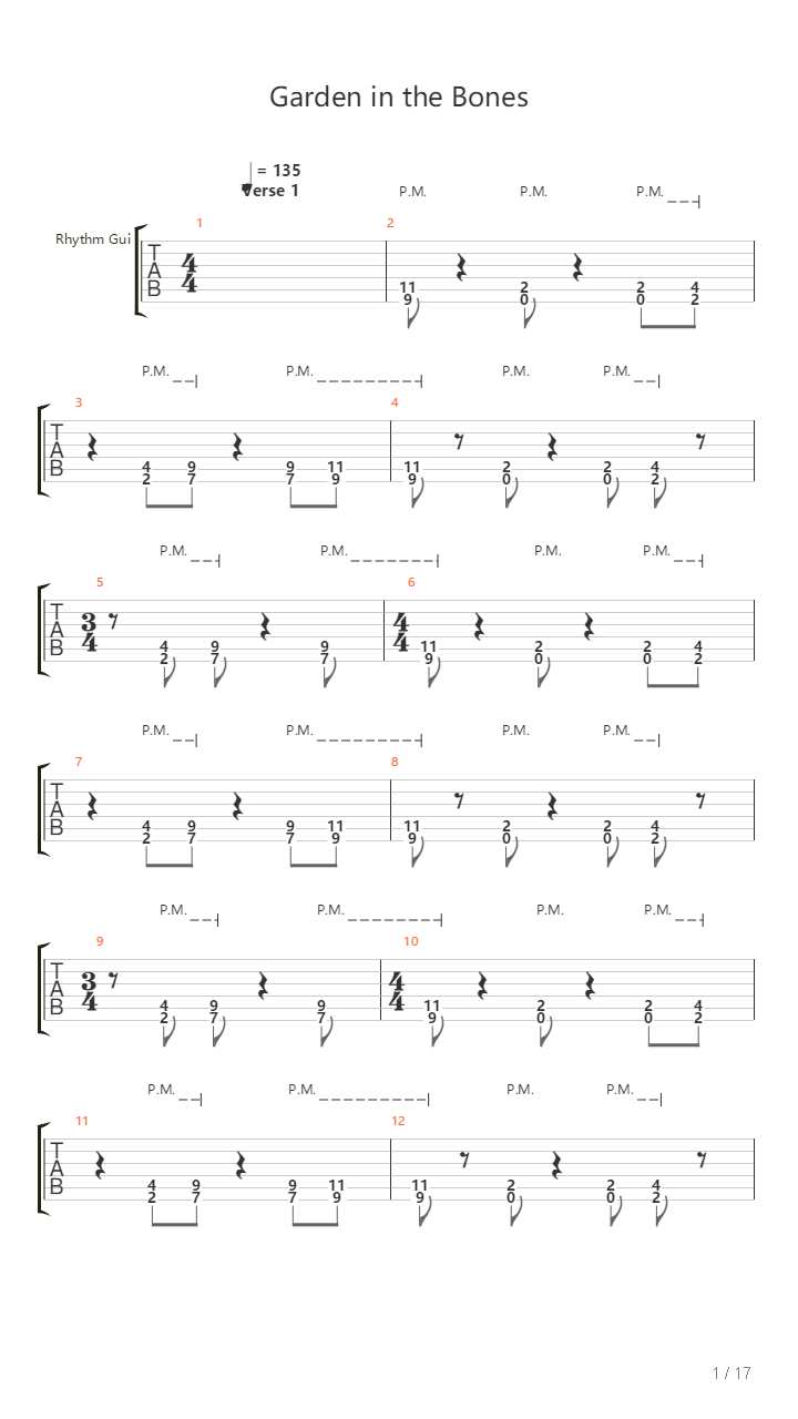 Garden In The Bones吉他谱