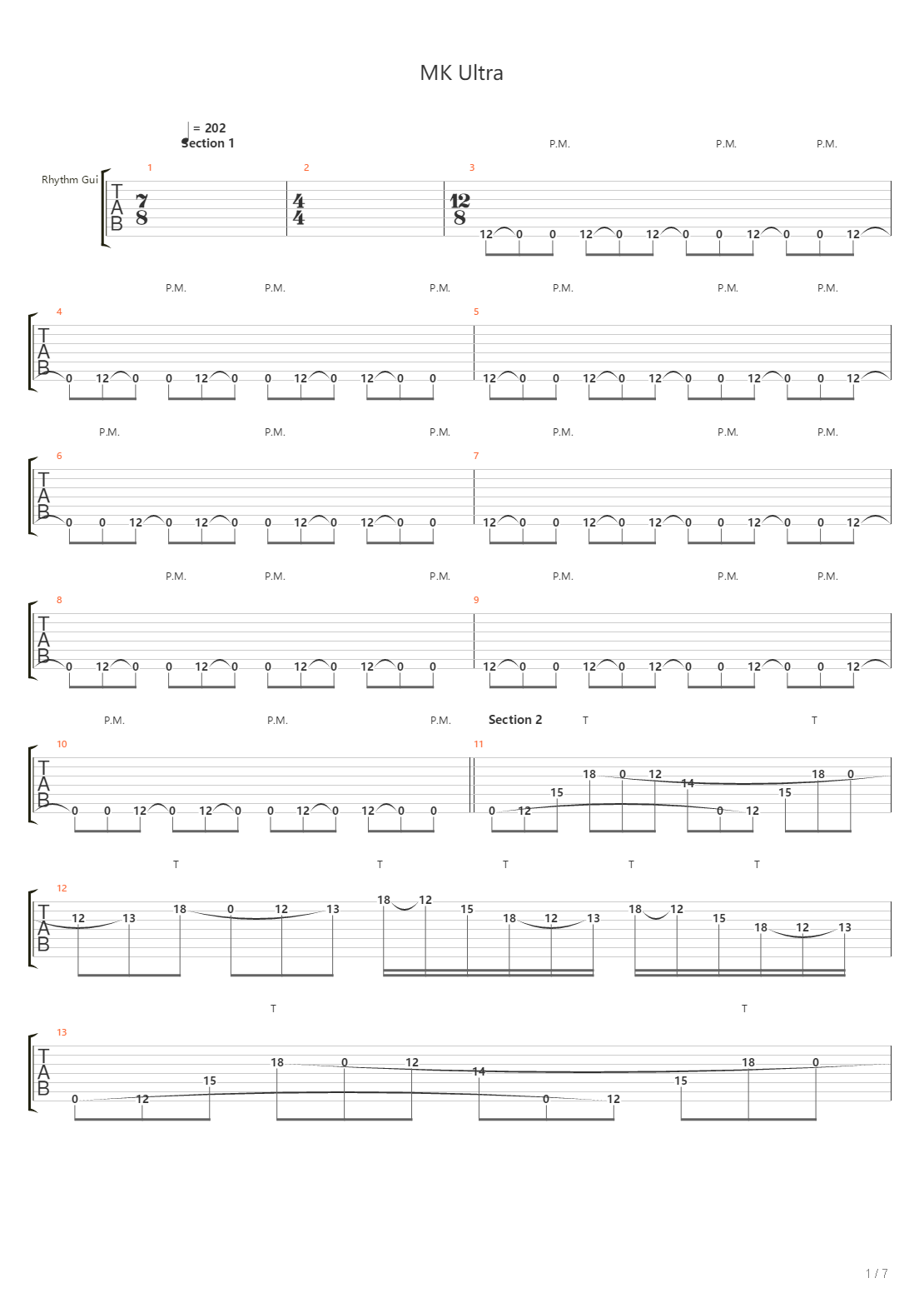 Mk Ultra吉他谱