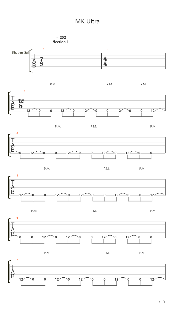 Mk Ultra吉他谱