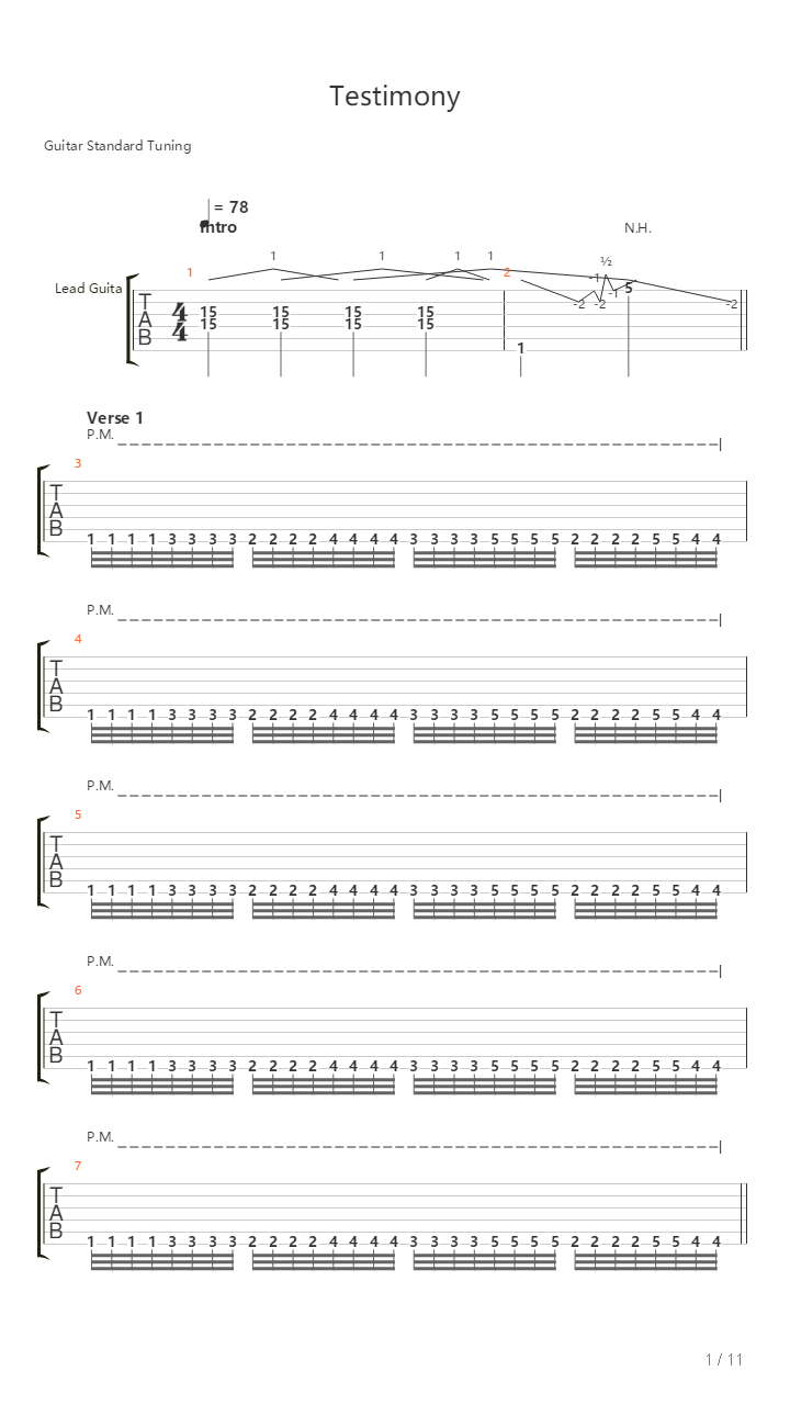 Testimony吉他谱