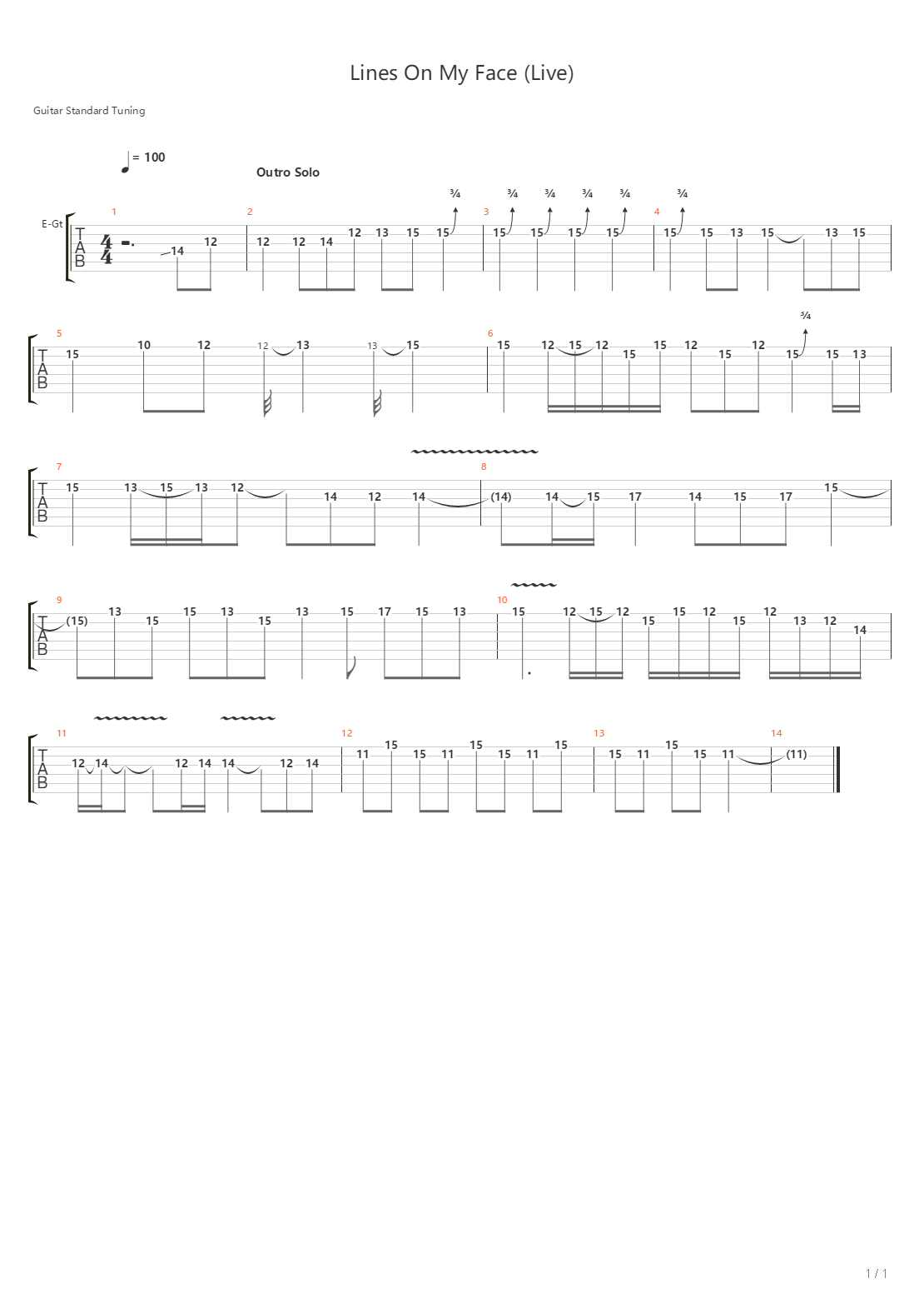 Lines On My Face吉他谱