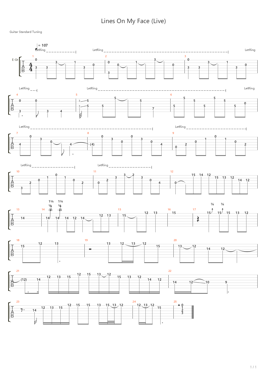 Lines On My Face吉他谱