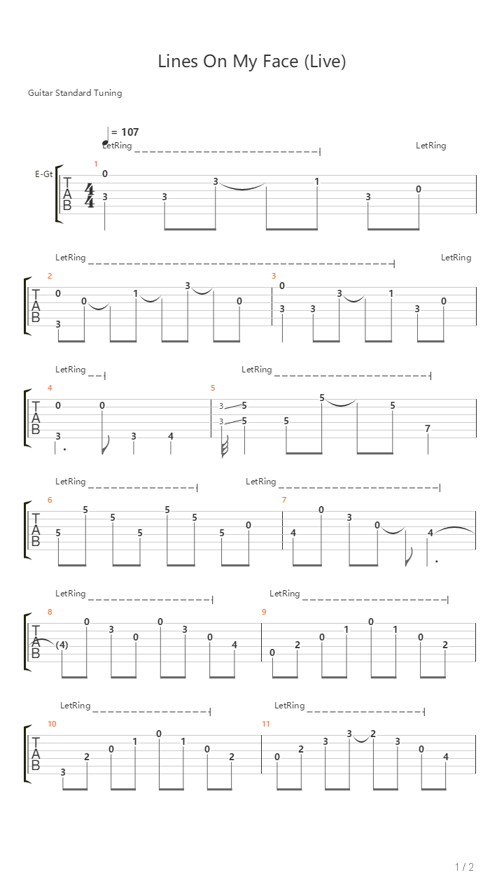 Lines On My Face吉他谱