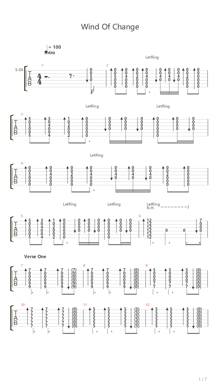 Wind Of Change吉他谱