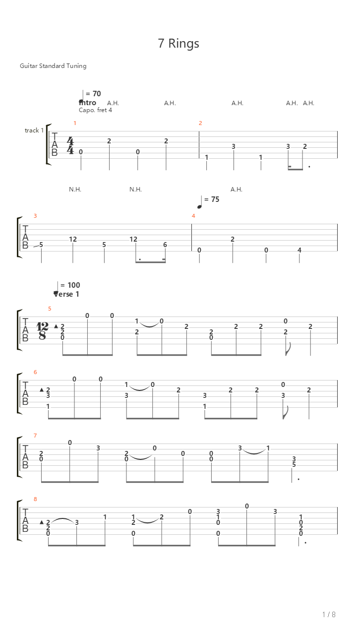 7 Rings吉他谱