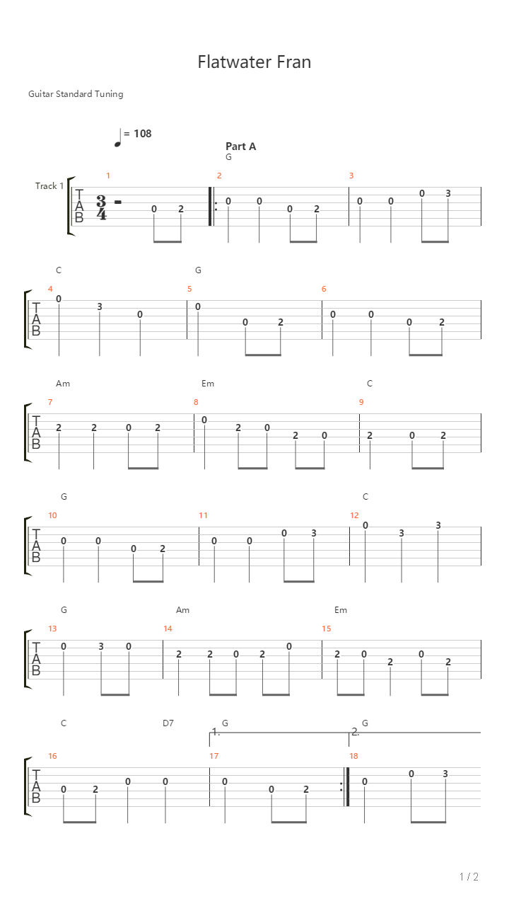 Flatwater Fran吉他谱
