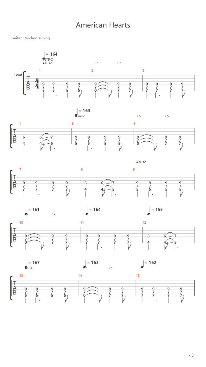 American Hearts吉他谱