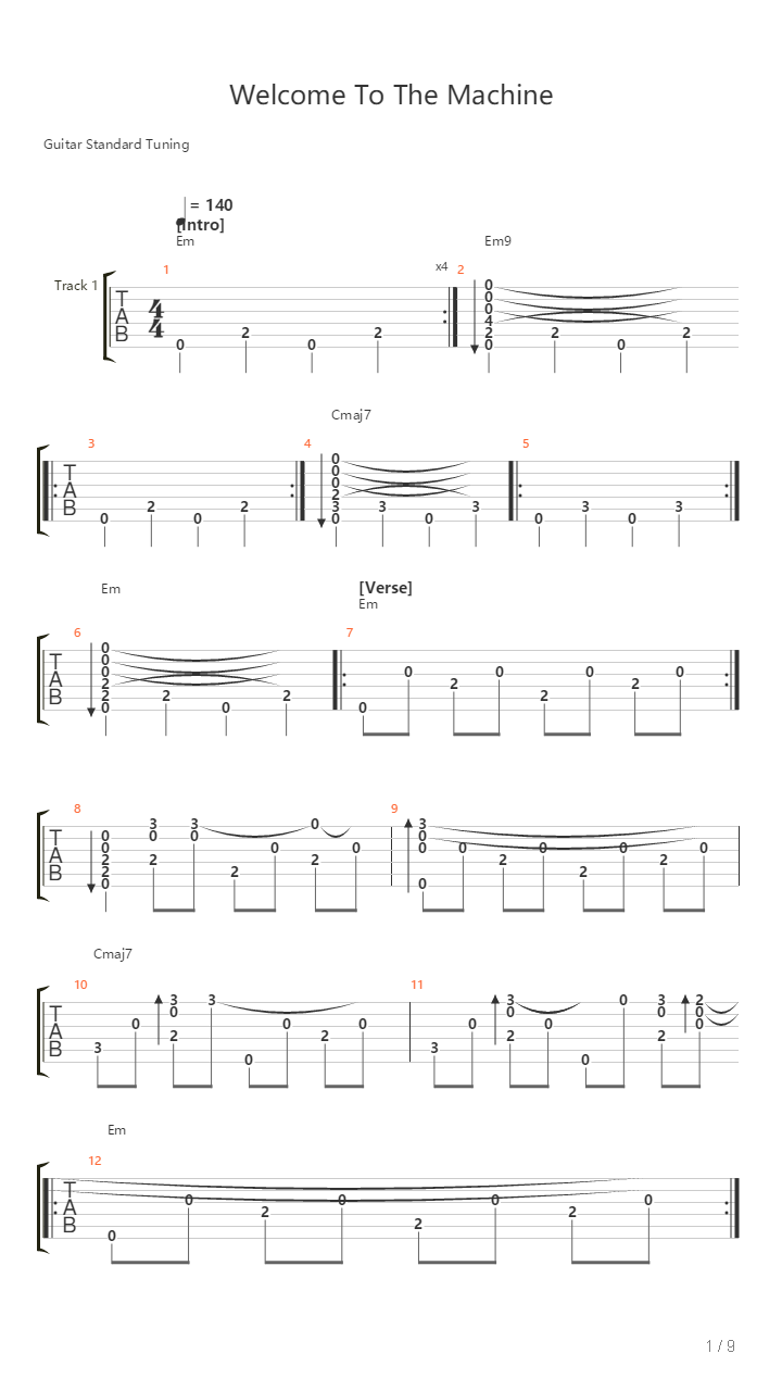 Welcome To The Machine吉他谱