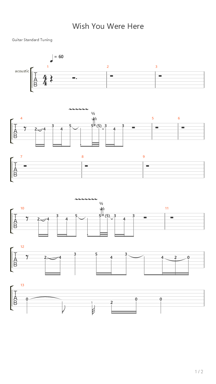 Wish You Were Here吉他谱