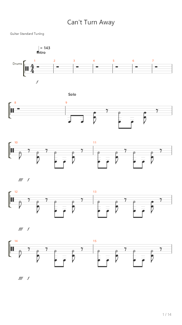 Cant Turn Away吉他谱